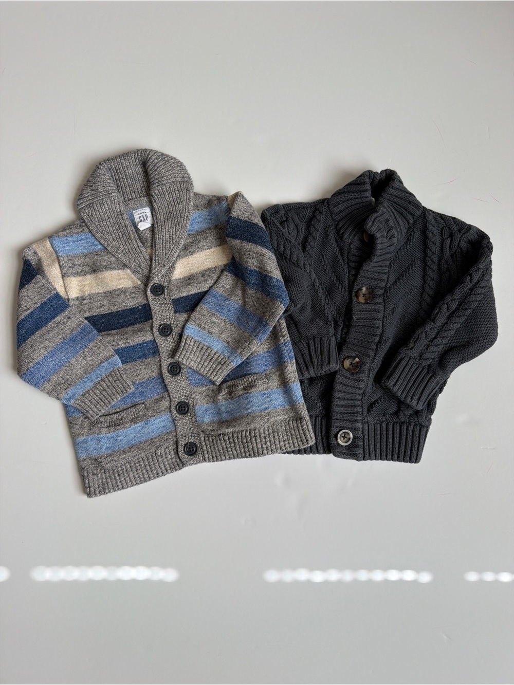 Bundle Baby Boys Cardigans Gray and Navy Shawl Collar Size 18 Months